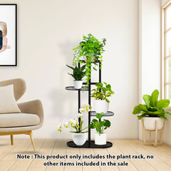 SOGA 4 Tier 5 Pots Black Metal Plant Rack Flowerpot Storage Display Stand Holder Home Garden Decor