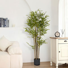 SOGA 120cm Lucky Bamboo Tree Bambusa Vulgaris Artificial Plant w/ 7 Branches Home Accent Decor