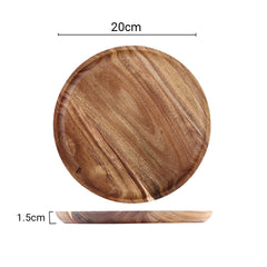 SOGA 20cm Brown Round Wooden Centerpiece Serving Tray Board Home Decor