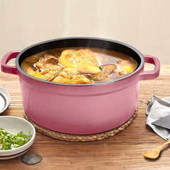 SOGA 2X Cast Iron 22cm Enamel Porcelain Stewpot Casserole Stew Cooking Pot With Lid Pink