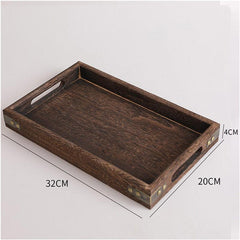 SOGA 2X Small Walnut Rectangle Wooden Tray Breakfast Dinner Serving Board Tea Set Holder Kitchen Home Decor