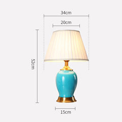 SOGA 2X Ceramic Oval Table Lamp with Gold Metal Base Desk Lamp Blue