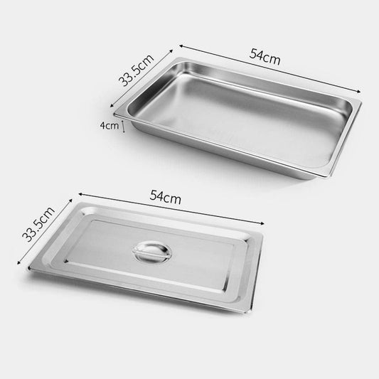 SOGA 6X Gastronorm GN Pan Full Size 1/1 GN Pan 4cm Deep Stainless Steel Tray with Lid