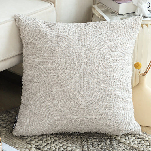 SOGA 50cm Throw Pillow Off White Lumbar Embroidered Decorative Cover Stitch for Home Decor