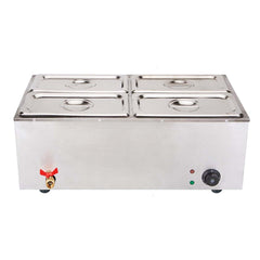 SOGA 2X Stainless Steel 4 X 1/2 GN Pan Electric Bain-Marie Food Warmer with Lid