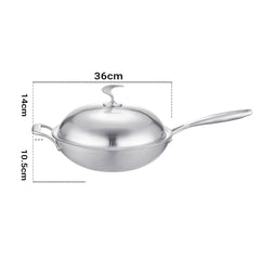 SOGA 2X 18/10 Stainless Steel Fry Pan 36cm Frying Pan Top Grade Skillet with Helper Handle and Lid