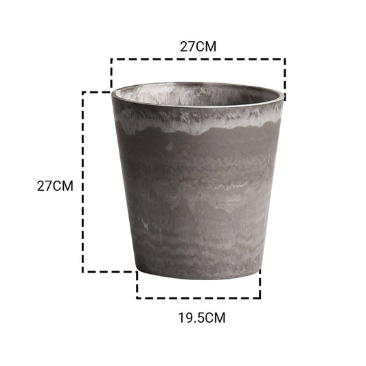 SOGA 27cm Rock Grey Round Resin Plant Flower Pot in Cement Pattern Planter Cachepot for Indoor Home Office