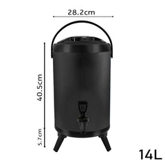 SOGA 14L Stainless Steel Insulated Milk Tea Barrel Hot and Cold Beverage Dispenser Container with Faucet Black