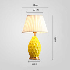 SOGA 2X Textured Ceramic Oval Table Lamp with Gold Metal Base Yellow