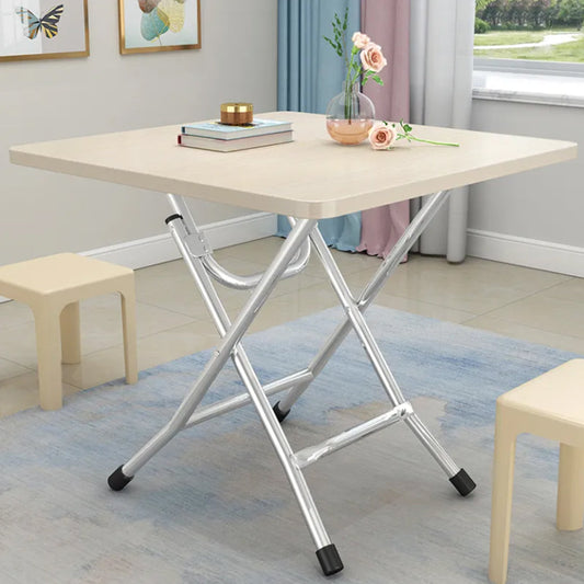 SOGA 2X White Portable Square Table Standing Legs Foldable Furniture Home Decor