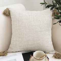 SOGA 45cm Beige Pillow Textured Throw Cover, Luxurious Rib Knit Ribbed Cotton Throw Pillow