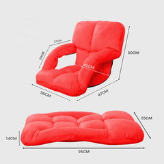 SOGA Foldable Lounge Cushion Adjustable Floor Lazy Recliner Chair with Armrest Red