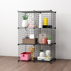 SOGA Black Portable 6-Cube Storage Organiser Foldable DIY Modular Grid Space Saving Shelf