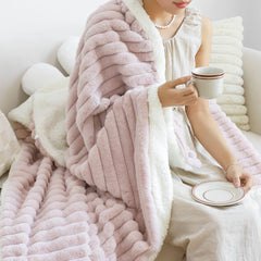 SOGA 150x200cm Throw Blanket Bean Paste Pink Premium Milk Velvet Luxuriously Soft Cozy Bedding