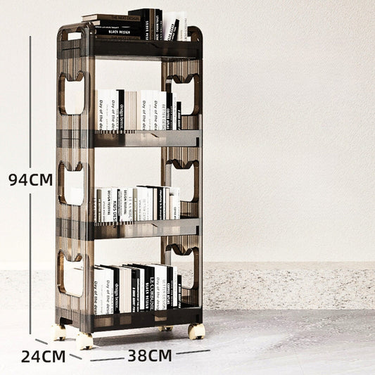 SOGA 2X 38x24cm Black 3 Tier Bookshelf & Cosmetic Storage Organizer Trolley Rack