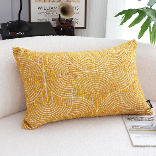 SOGA 35cm Mustard Yellow Throw Pillow Geometric Indoor and Outdoor Corded for Home Decor