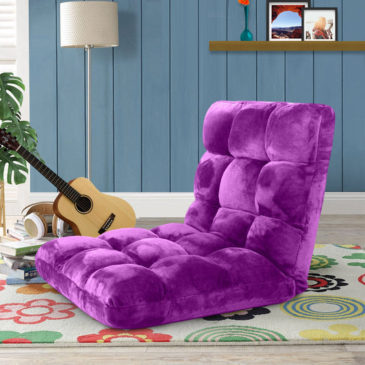 SOGA Floor Recliner Folding Lounge Sofa Futon Couch Folding Chair Cushion Purple