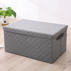 SOGA 2X Large Grey Non-Woven Diamond Quilt Grid Fabric Storage / Organizer Box