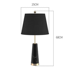 SOGA 68cm Black Marble Bedside Desk Table Lamp Living Room Shade with Cone Shape Base