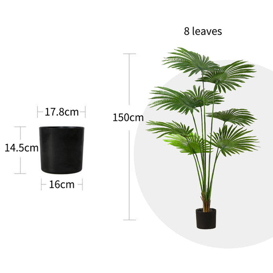 SOGA 2X 150cm Artificial Natural Green Fan Palm Tree Fake Tropical Indoor Plant Home Office Decor