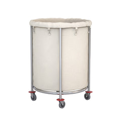 SOGA Stainless Steel Commercial Round Soiled Linen Laundry Trolley Cart with Wheels White