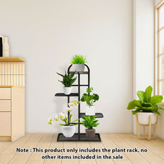 SOGA 4 Tier 5 Pots Black Metal Plant Stand Flowerpot Display Shelf Rack Indoor Home Office Decor