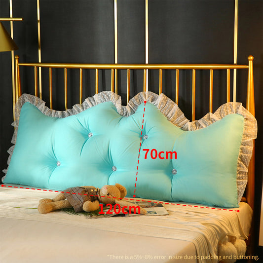 SOGA 2X 120cm Light Blue Princess Bed Pillow Headboard Backrest Bedside Tatami Sofa Cushion with Ruffle Lace Home Decor