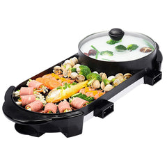 SOGA 2X 2 in 1 Electric Non-Stick BBQ Teppanyaki Grill Plate Steamboat Hotpot 2-8 Person