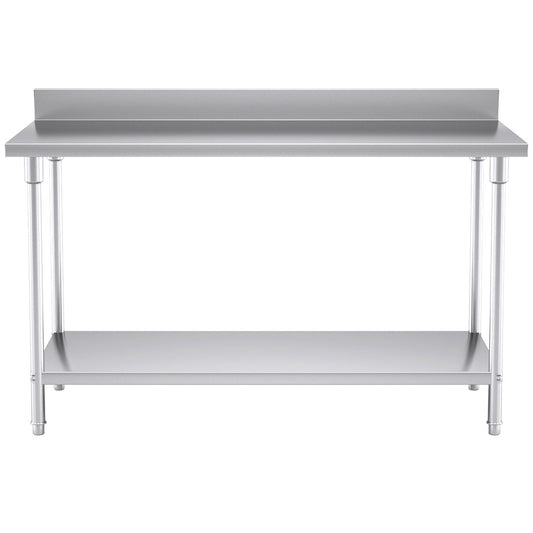 SOGA Commercial Catering Kitchen Stainless Steel Prep Work Bench Table with Back-splash 150*70*85cm