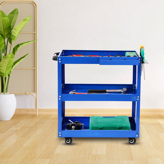 SOGA 2X  3 Tier Tool Storage Cart Portable Service Utility Heavy Duty Mobile Trolley Blue