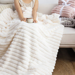 SOGA 150x200cm Throw Blanket Pearl White Premium Milk Velvet Luxuriously Soft Cozy Bedding