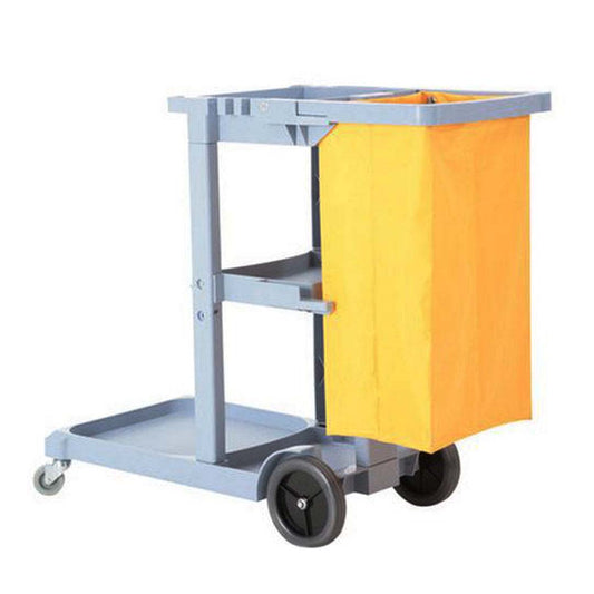 SOGA 3 Tier Multifunction Janitor Cleaning Waste Cart Trolley and Waterproof Bag