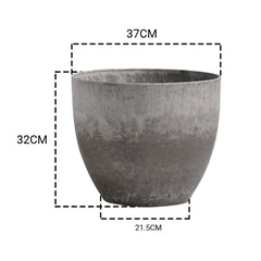 SOGA 32cm Rock Grey Round Resin Plant Flower Pot in Cement Pattern Planter Cachepot for Indoor Home Office