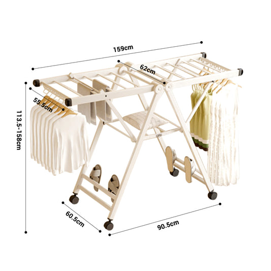 SOGA 140cm Portable Wing Shape Clothes Drying Rack Foldable Space-Saving Laundry Holder