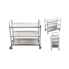 SOGA 2X 3 Tier 81x46x85cm Stainless Steel Kitchen Dinning Food Cart Trolley Utility Round Small