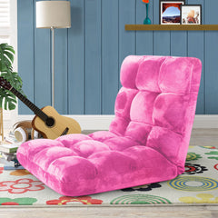 SOGA Floor Recliner Folding Lounge Sofa Futon Couch Folding Chair Cushion Light Pink