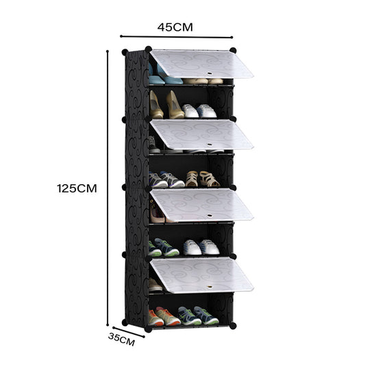 SOGA 8 Tier Shoe Rack Organizer Sneaker Footwear Storage Stackable Stand Cabinet Portable Wardrobe with Cover