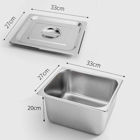 SOGA 12X Gastronorm GN Pan Full Size 1/2 GN Pan 20cm Deep Stainless Steel Tray With Lid