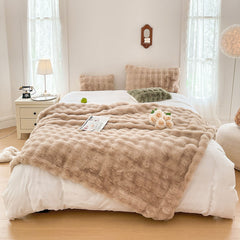 SOGA 2X 200cm Light Camel Fur Fuzzy Super Soft and Cozy Fluffy Throw Blanket