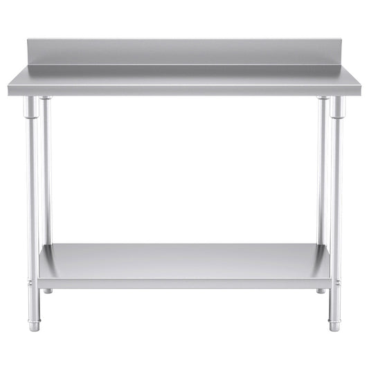 SOGA Commercial Catering Kitchen Stainless Steel Prep Work Bench Table with Back-splash 120*70*85cm