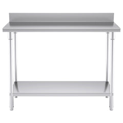 SOGA Commercial Catering Kitchen Stainless Steel Prep Work Bench Table with Back-splash 120*70*85cm