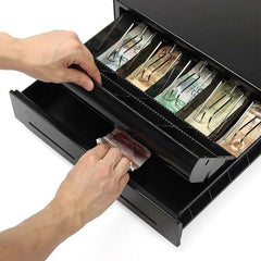 SOGA 4 Bills 8 Coins Cash Tray With Lockable Lid Heavy Duty Spare Cash Tray Black