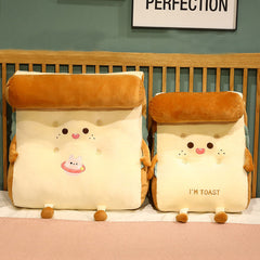 SOGA Cute Face Toast Bread Wedge Cushion Stuffed Plush Cartoon Back Support Pillow Home Decor