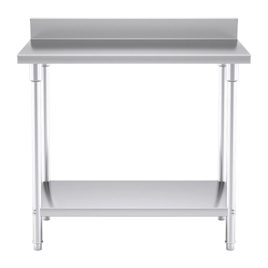 SOGA Commercial Catering Kitchen Stainless Steel Prep Work Bench Table with Back-splash 100*70*85cm