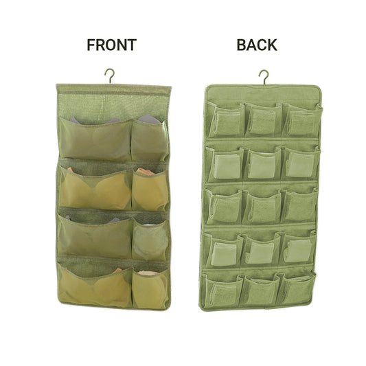 SOGA 2X Green Double Sided Hanging Storage Bag Underwear Bra Socks Mesh Pocket Hanger Home Organiser