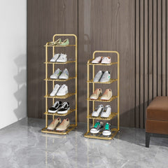 SOGA 5 Tier Gold Plated Metal Shoe Organizer Space Saving Portable Footwear Storage Shelf