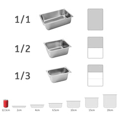 SOGA 6X Gastronorm GN Pan Full Size 1/2 GN Pan 15cm Deep Stainless Steel Tray