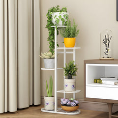 SOGA 7 Tier 8 Pots White Metal Plant Rack Flowerpot Storage Display Stand Holder Home Garden Decor