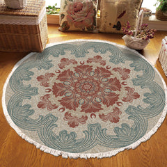 SOGA 90cm Mandala Round Rug Boho Design Hippie Area Rug Anti-slip Doormat Home Decor