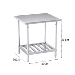 SOGA Commercial Catering Kitchen Stainless Steel Prep Work Bench Table 80*70*85cm